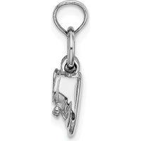14K White Gold 3D Moveable Baby Shoes Charm with Rhodium Plating by Oro Pregiato