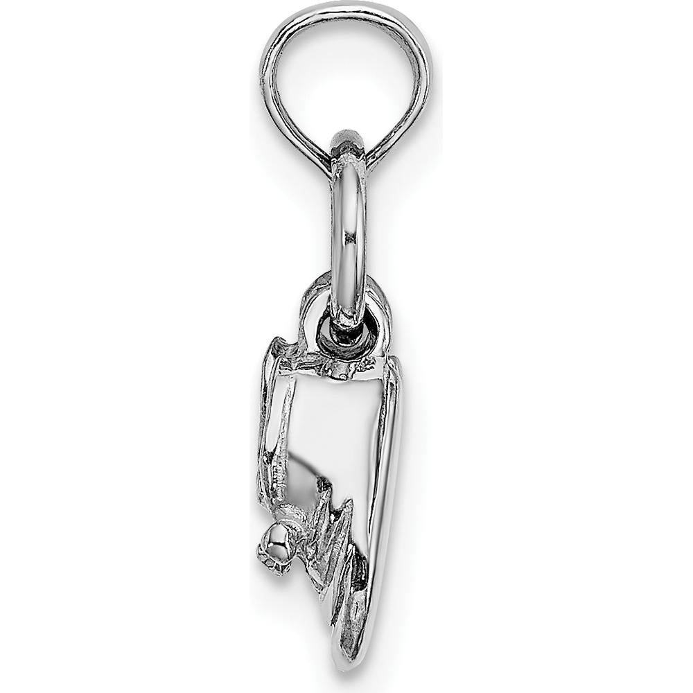 14K White Gold 3D Moveable Baby Shoes Charm with Rhodium Plating by Oro Pregiato