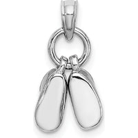 14K White Gold 3D Moveable Baby Shoes Charm with Rhodium Plating by Oro Pregiato