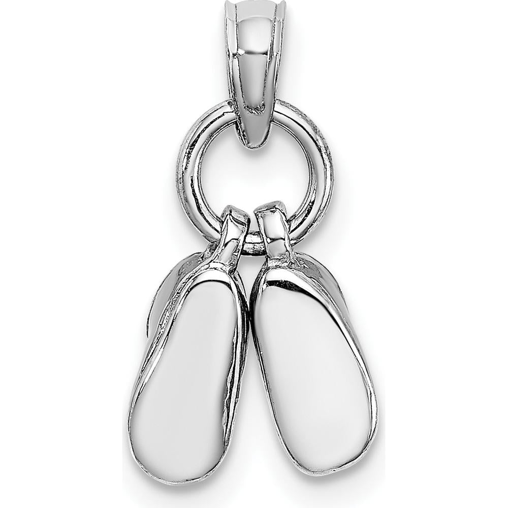 14K White Gold 3D Moveable Baby Shoes Charm with Rhodium Plating by Oro Pregiato