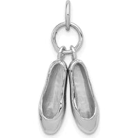 14K White Gold 3D Moveable Ballet Slippers Charm with Rhodium Plating by Oro Pregiato