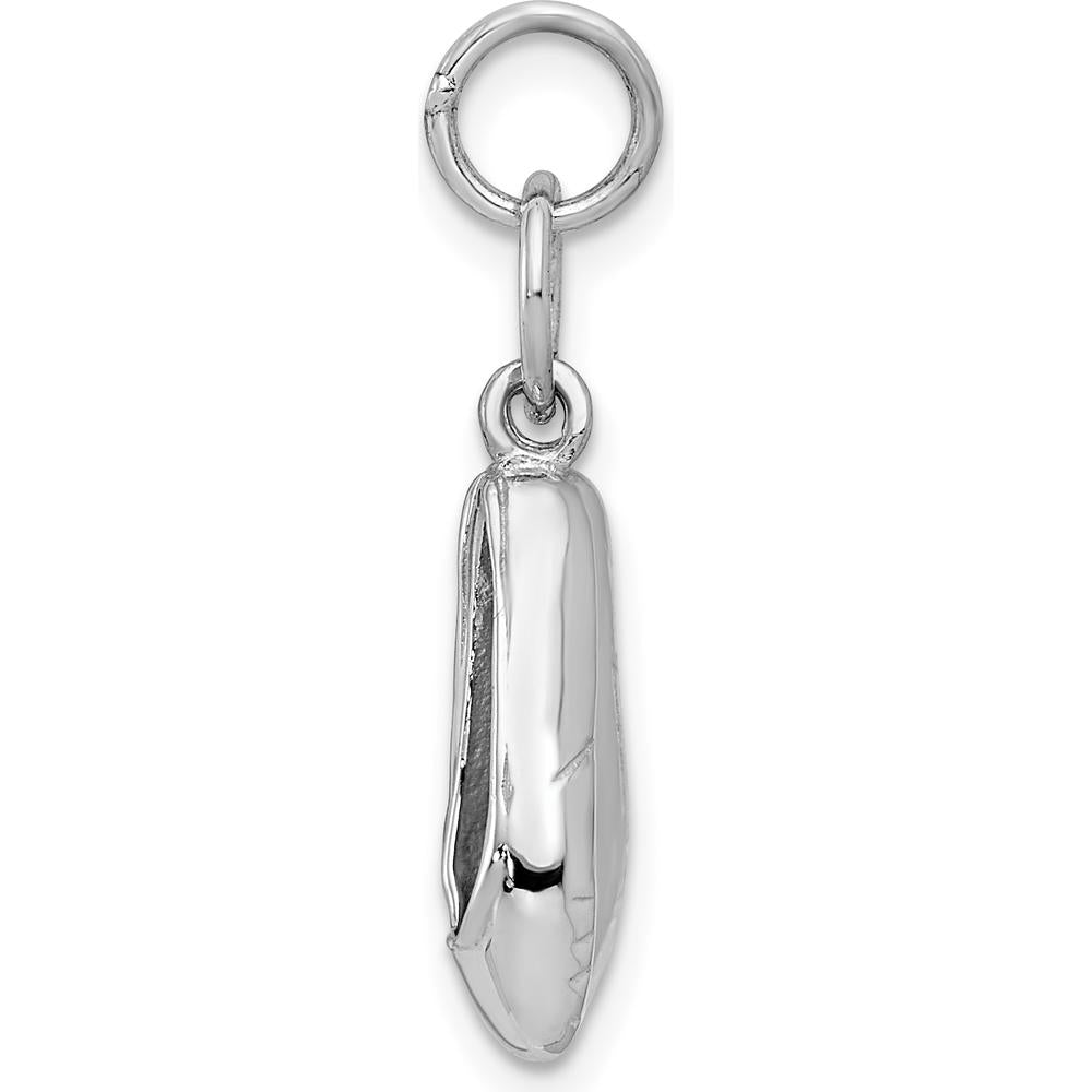 14K White Gold 3D Moveable Ballet Slippers Charm with Rhodium Plating by Oro Pregiato