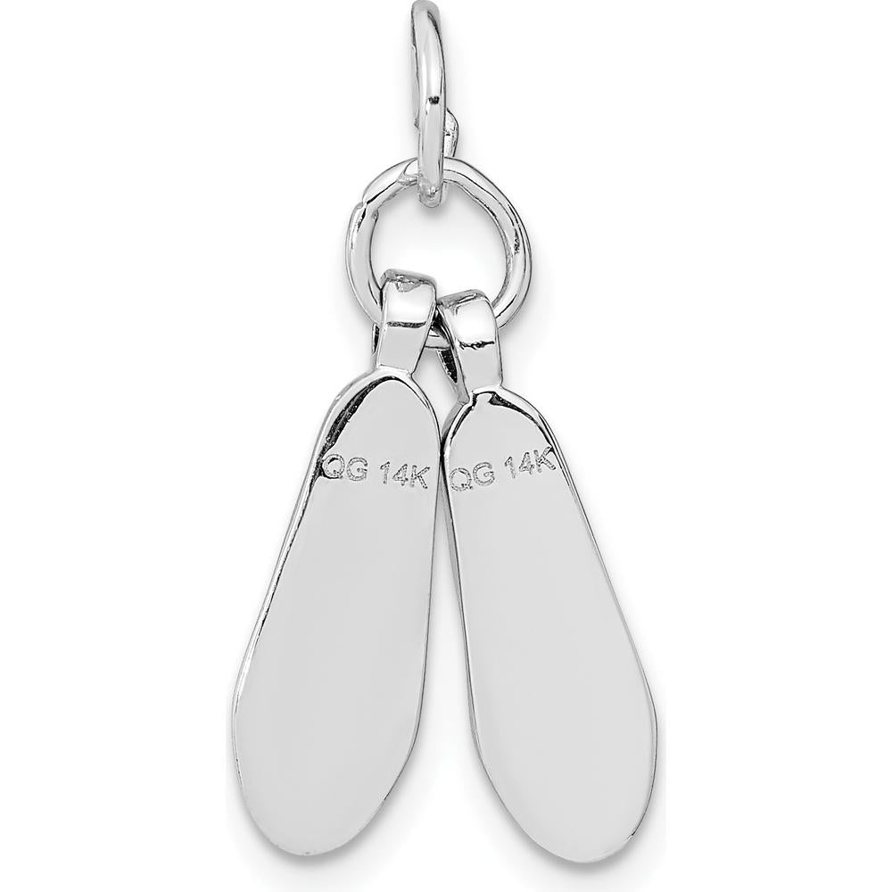 14K White Gold 3D Moveable Ballet Slippers Charm with Rhodium Plating by Oro Pregiato
