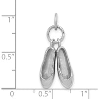 14K White Gold 3D Moveable Ballet Slippers Charm with Rhodium Plating by Oro Pregiato