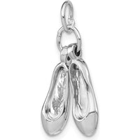 14K White Gold 3D Moveable Ballet Slippers Charm with Rhodium Plating by Oro Pregiato