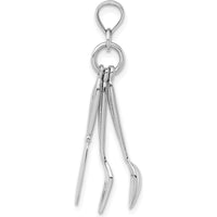 14K White Gold 3D Moveable Knife, Fork, and Spoon Charm - 22mm Length by Oro Pregiato