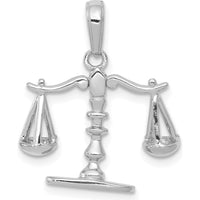 14K White Gold 3D Moveable Scales of Justice Pendant - Symbol of Balance and Fairness by Oro Pregiato