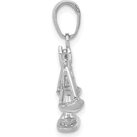 14K White Gold 3D Moveable Scales of Justice Pendant - Symbol of Balance and Fairness by Oro Pregiato