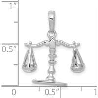 14K White Gold 3D Moveable Scales of Justice Pendant - Symbol of Balance and Fairness by Oro Pregiato
