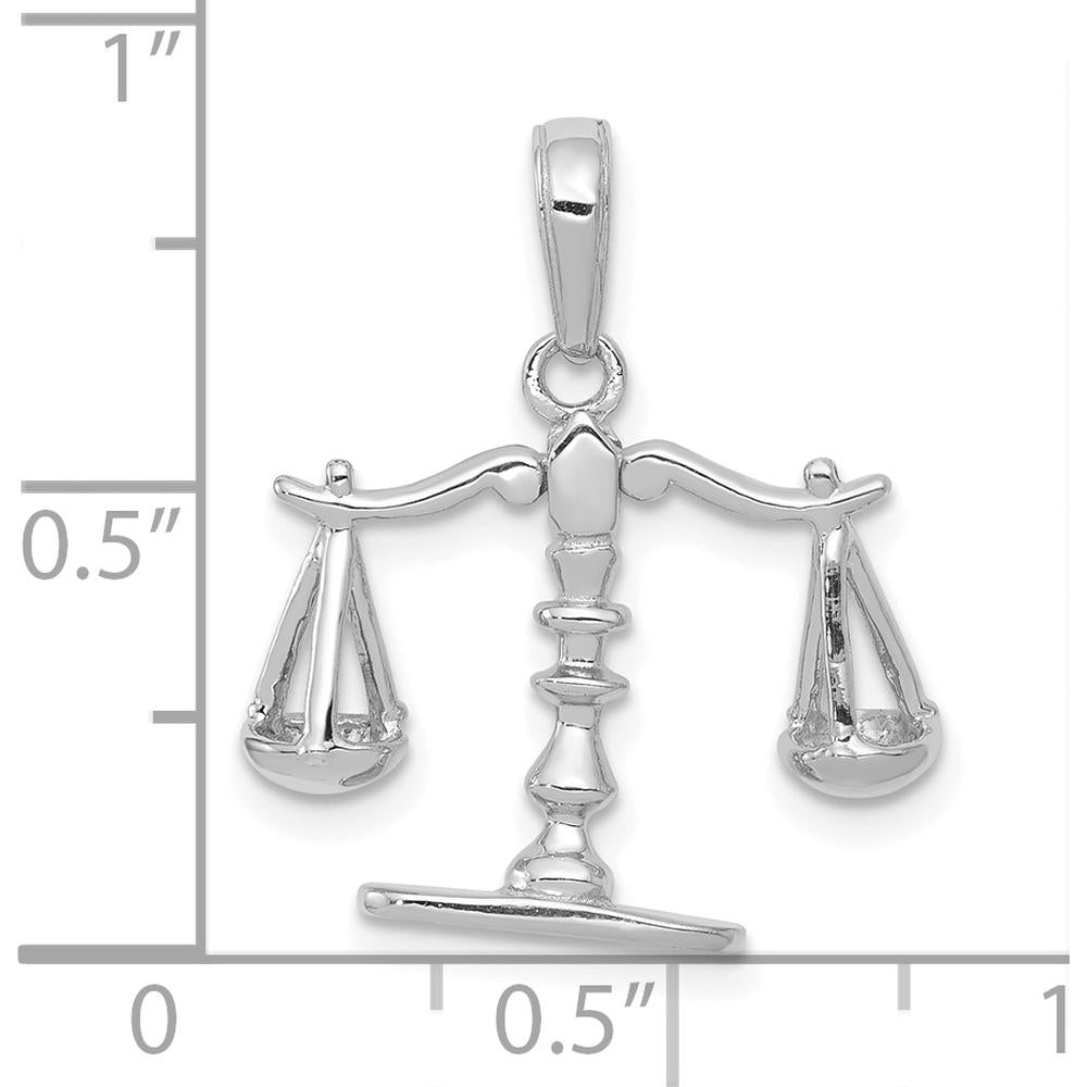 14K White Gold 3D Moveable Scales of Justice Pendant - Symbol of Balance and Fairness by Oro Pregiato