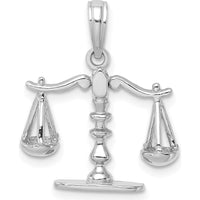 14K White Gold 3D Moveable Scales of Justice Pendant - Symbol of Balance and Fairness by Oro Pregiato