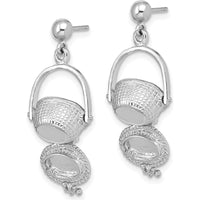 14K White Gold 3D Nantucket Basket Dangle Earrings - Polished Finish with Rhodium Plating by 0