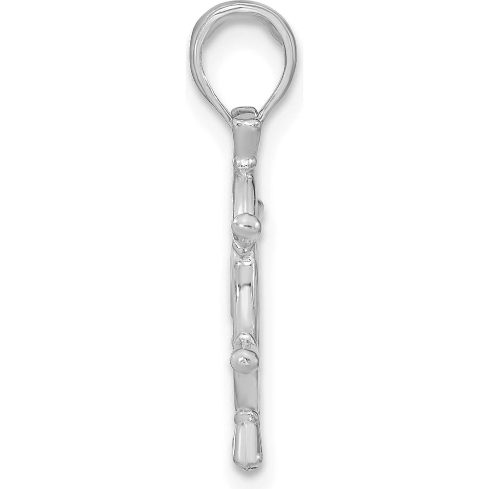 14K White Gold 3D Nautical Ship’s Wheel Pendant Charm - Rhodium Plated by Oro Pregiato
