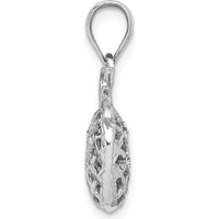 14K White Gold 3D Pineapple Pendant with Diamond-Cut Texture by Oro Pregiato