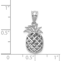 14K White Gold 3D Pineapple Pendant with Diamond-Cut Texture by Oro Pregiato