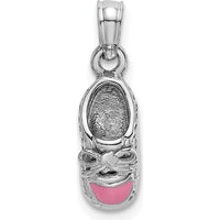 14K White Gold 3D Pink Enamel Baby Shoe Charm - A Timeless Keepsake for Moms by Oro Pregiato