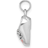 14K White Gold 3D Pink Enamel Baby Shoe Charm - A Timeless Keepsake for Moms by Oro Pregiato