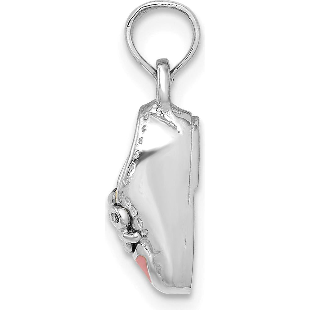 14K White Gold 3D Pink Enamel Baby Shoe Charm - A Timeless Keepsake for Moms by Oro Pregiato