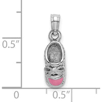 14K White Gold 3D Pink Enamel Baby Shoe Charm - A Timeless Keepsake for Moms by Oro Pregiato