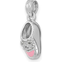 14K White Gold 3D Pink Enamel Baby Shoe Charm - A Timeless Keepsake for Moms by Oro Pregiato