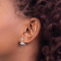 14K White Gold 3D Polished Mini Manatee Dangle Earrings - Rhodium-Plated Finish by 0
