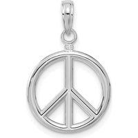 14K White Gold 3D Polished Peace Sign Charm - Rhodium Plated by Oro Pregiato