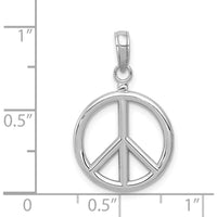 14K White Gold 3D Polished Peace Sign Charm - Rhodium Plated by Oro Pregiato