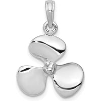 14K White Gold 3D Polished Propeller Pendant - Rhodium Plated by Oro Pregiato