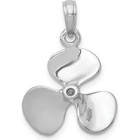 14K White Gold 3D Polished Propeller Pendant - Rhodium Plated by Oro Pregiato