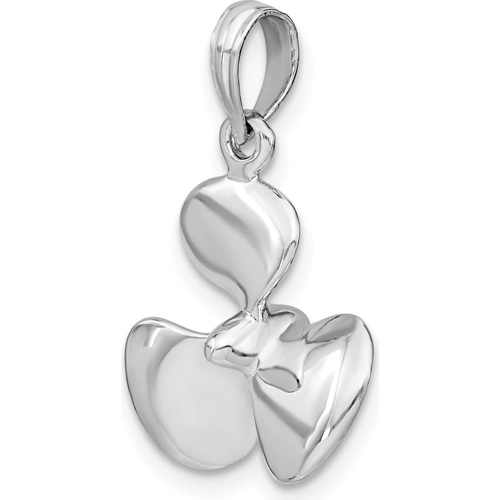 14K White Gold 3D Polished Propeller Pendant - Rhodium Plated by Oro Pregiato