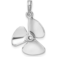 14K White Gold 3D Polished Three Blade Propeller Charm - 25.25mm by Oro Pregiato