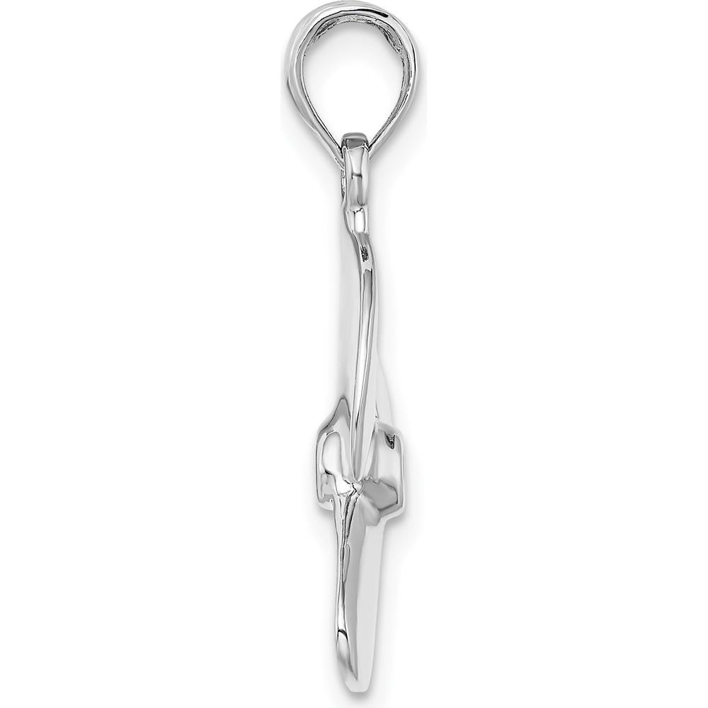 14K White Gold 3D Polished Three Blade Propeller Charm - 25.25mm by Oro Pregiato