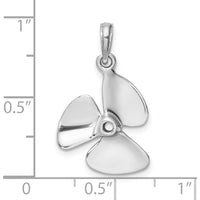 14K White Gold 3D Polished Three Blade Propeller Charm - 25.25mm by Oro Pregiato