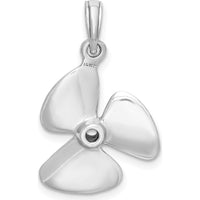14K White Gold 3D Polished Three Blade Propeller Charm - 25.25mm by Oro Pregiato