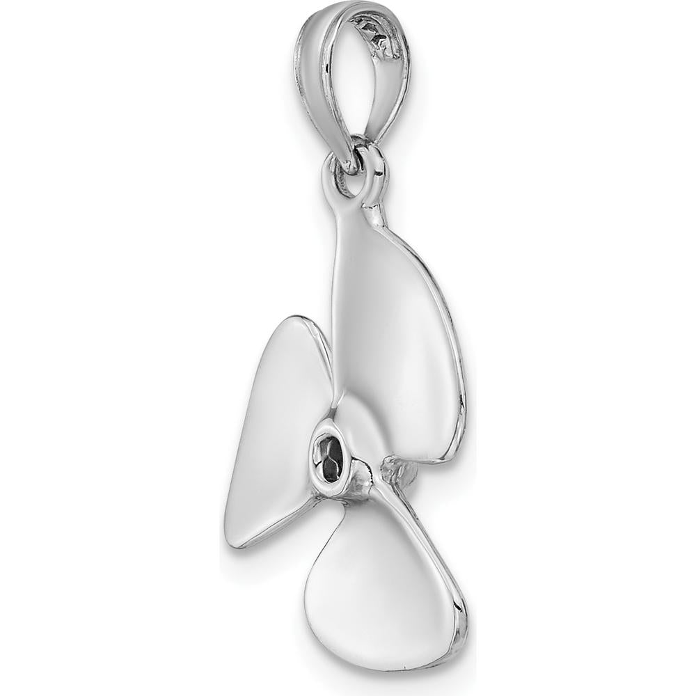 14K White Gold 3D Polished Three Blade Propeller Charm - 25.25mm by Oro Pregiato