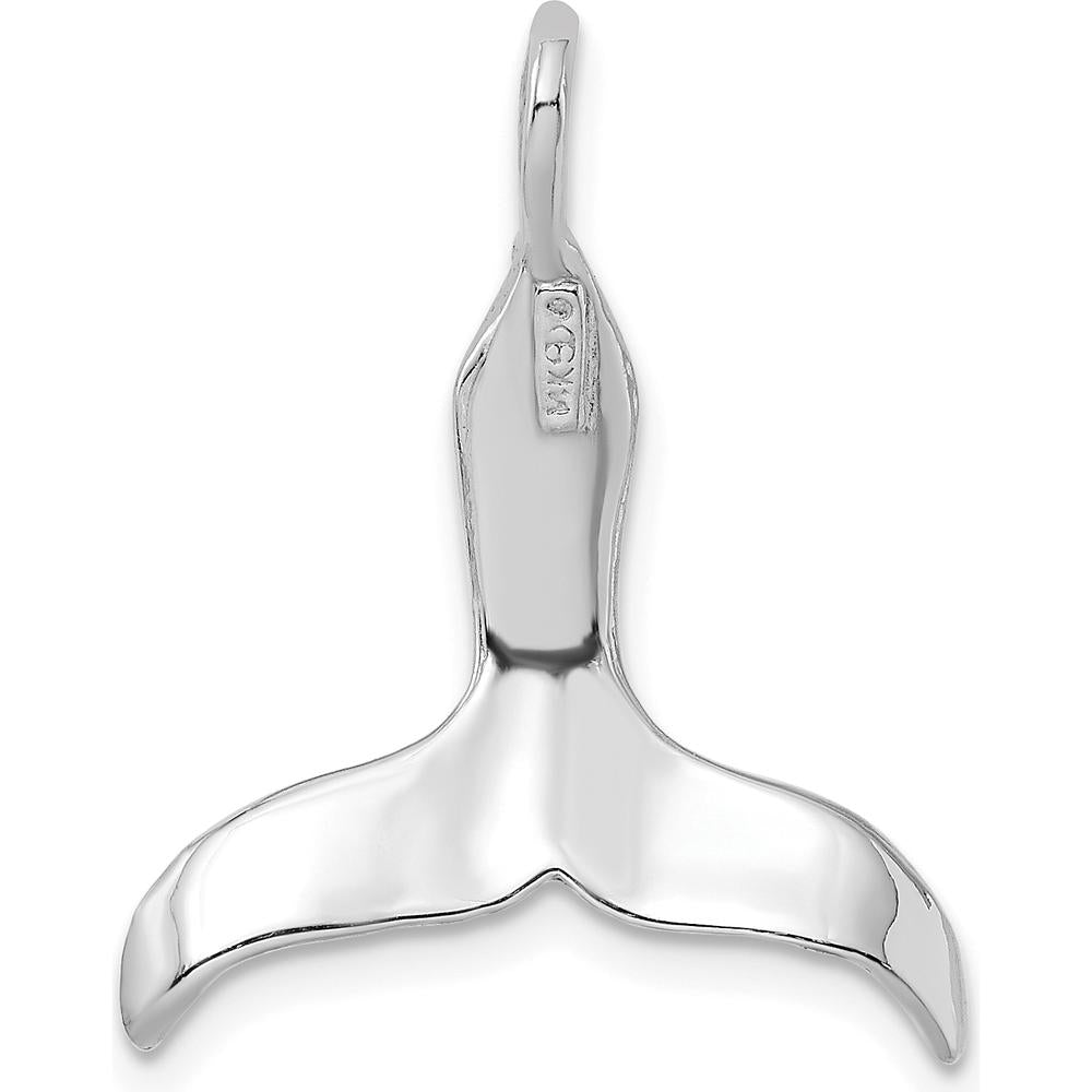 14K White Gold 3D Polished Whale Tail Pendant by Oro Pregiato
