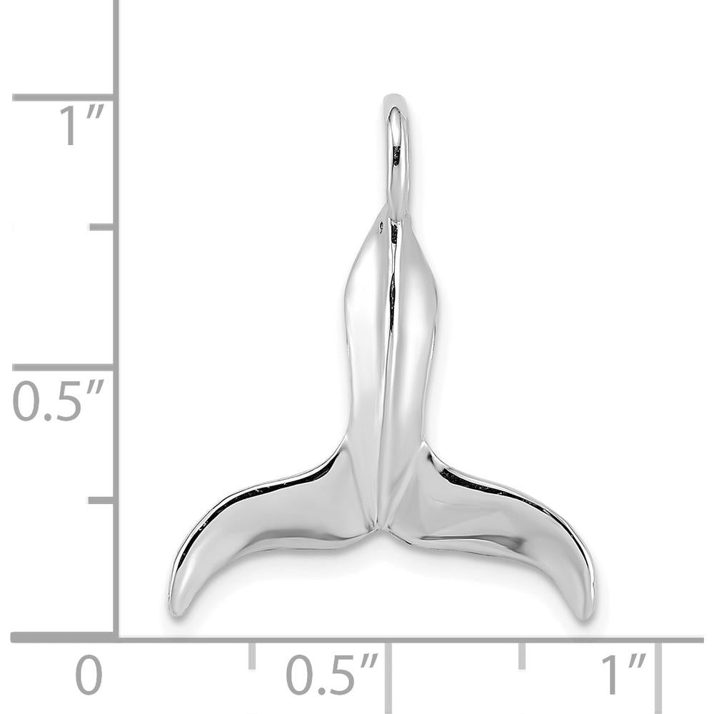 14K White Gold 3D Polished Whale Tail Pendant by Oro Pregiato