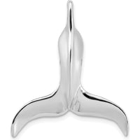 14K White Gold 3D Polished Whale Tail Pendant with Rhodium-Plated Slide by Oro Pregiato
