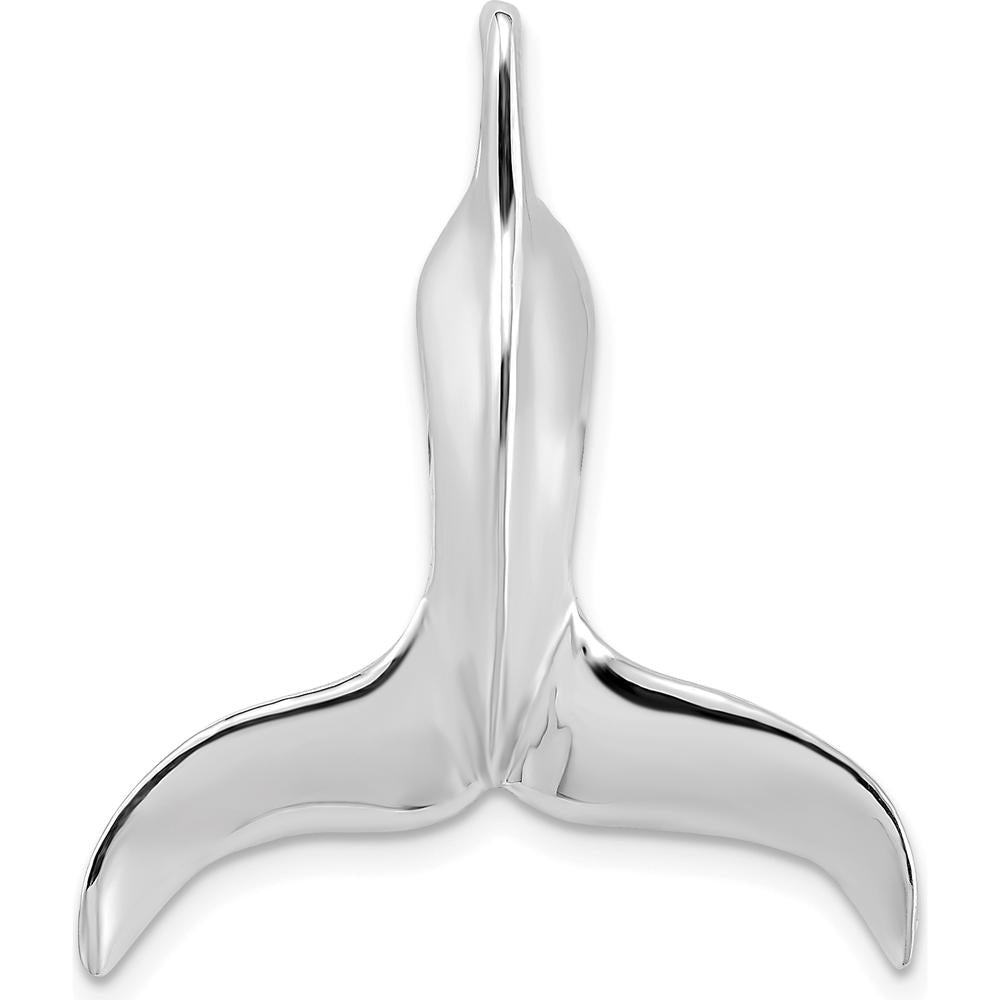 14K White Gold 3D Polished Whale Tail Pendant with Rhodium-Plated Slide by Oro Pregiato