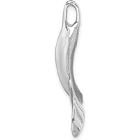 14K White Gold 3D Polished Whale Tail Pendant with Rhodium-Plated Slide by Oro Pregiato