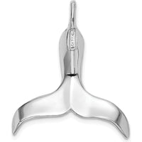 14K White Gold 3D Polished Whale Tail Pendant with Rhodium-Plated Slide by Oro Pregiato