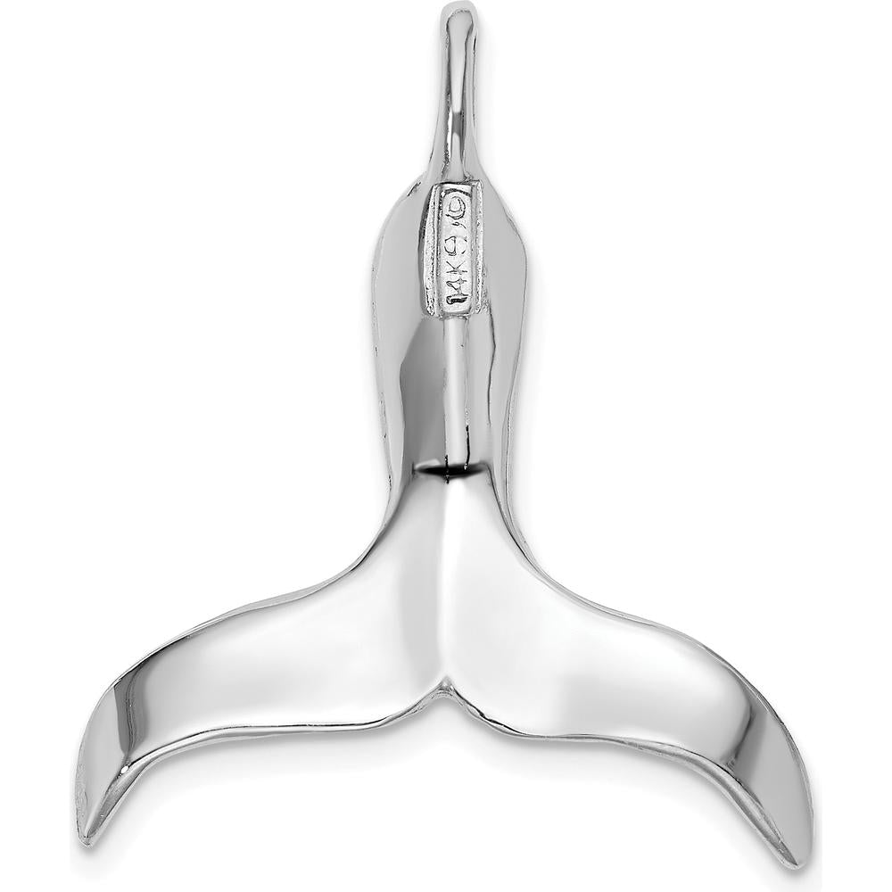 14K White Gold 3D Polished Whale Tail Pendant with Rhodium-Plated Slide by Oro Pregiato