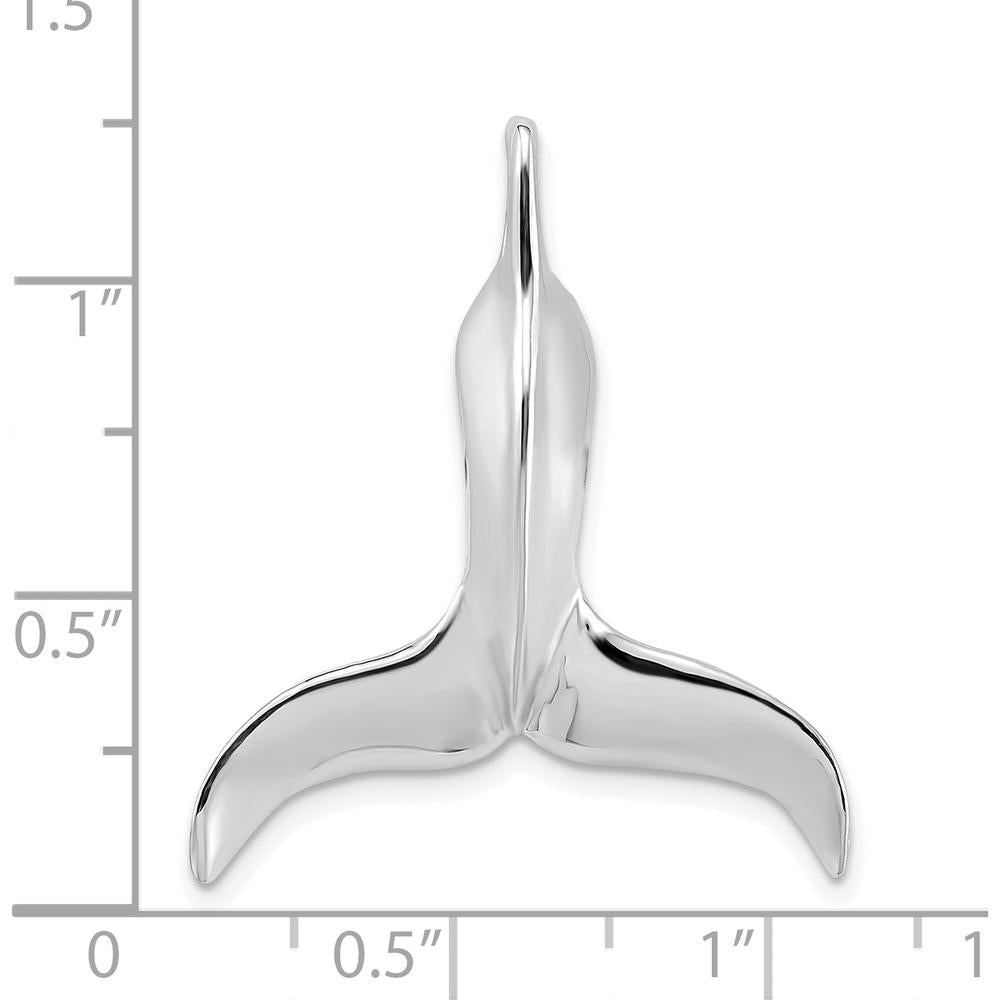 14K White Gold 3D Polished Whale Tail Pendant with Rhodium-Plated Slide by Oro Pregiato