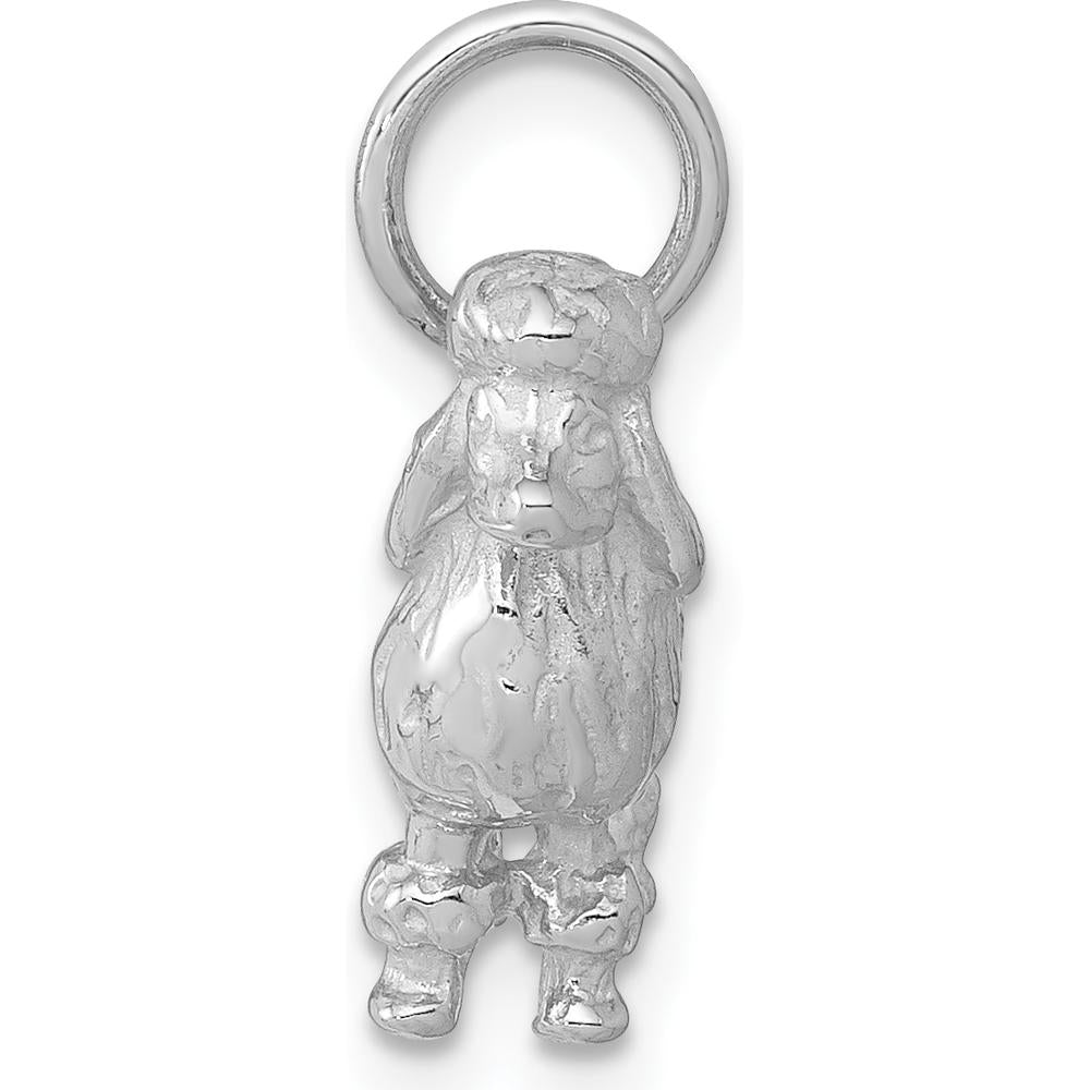 14K White Gold 3D Poodle Dog Charm - Polished Textured Gold Pendant by Oro Pregiato