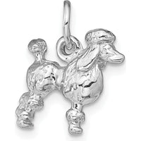 14K White Gold 3D Poodle Dog Charm - Polished Textured Gold Pendant by Oro Pregiato