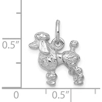 14K White Gold 3D Poodle Dog Charm - Polished Textured Gold Pendant by Oro Pregiato