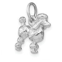 14K White Gold 3D Poodle Dog Charm - Polished Textured Gold Pendant by Oro Pregiato