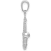 14K White Gold 3D Saxophone Pendant with Rhodium Plating - Polished Finish by Oro Pregiato