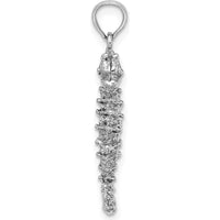 14K White Gold 3D Seahorse Charm with Polished Finish and Rhodium Plating by Oro Pregiato