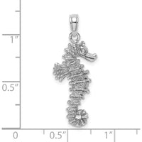 14K White Gold 3D Seahorse Charm with Polished Finish and Rhodium Plating by Oro Pregiato
